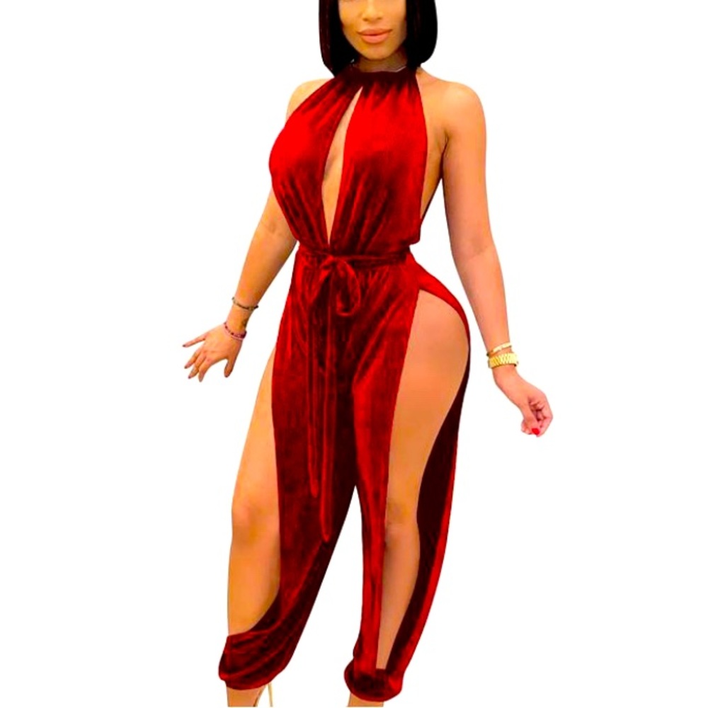 Metallic Red Jumpsuit